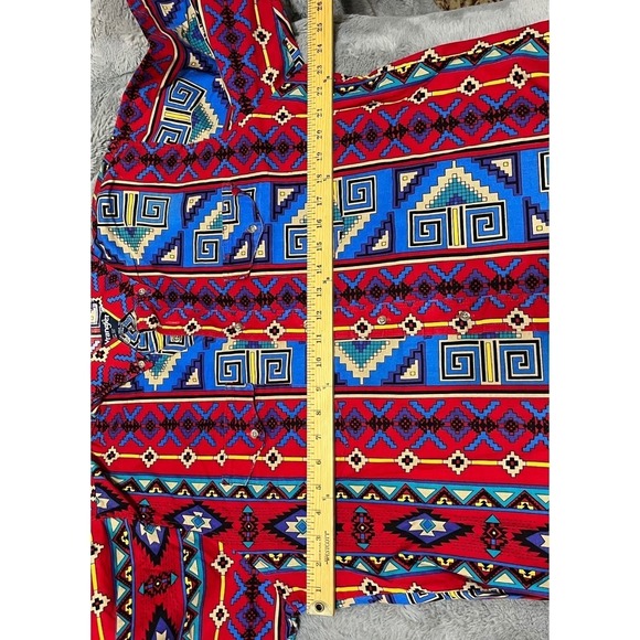 Vintage 90's RODEO Wrangler Mens Cut Western Shirt Red Print Long Sleeve XLT - Picture 6 of 7